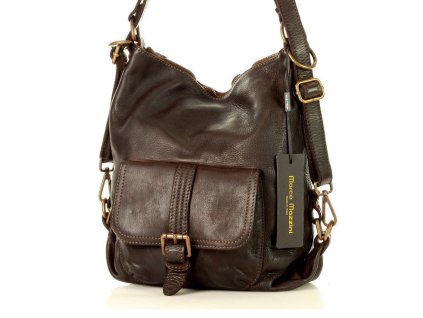 MARCO MAZZINI Kožená kabelka i batoh; hnědá káva