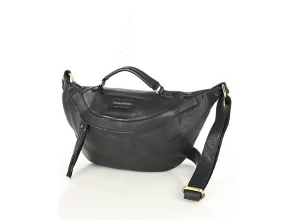 Dámská kožená ledvinková kabelka MAZZINI; černá