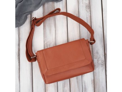 Dámská malá kožená kabelka přes rameno Paolo Peruzzi; koňak