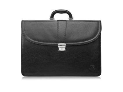 Pánská kožená aktovka do ruky a přes rameno elegantní Peruzzi; černá