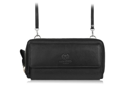 Dámská kožená kabelka přes rameno nebo peněženka Peruzzi; černá