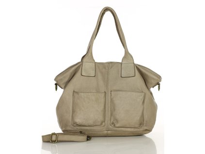 Shopper kožená kabelka Marco Mazzini; béžová