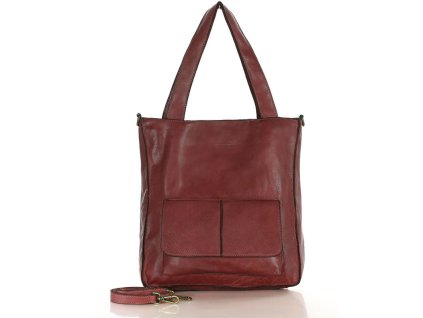 Dámská shopper taška A4 přírodní kůže s kapsami MAZZINI; červená