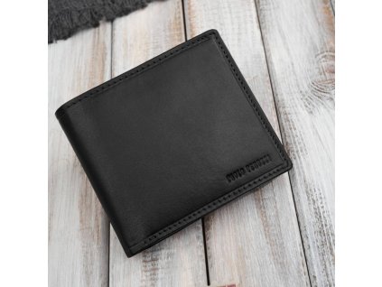 Pánská tenká kožená peněženka Paolo Peruzzi; černá