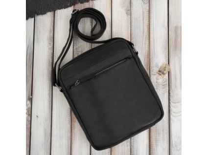 Pánská kožená taška přes rameno Paolo Peruzzi; černá