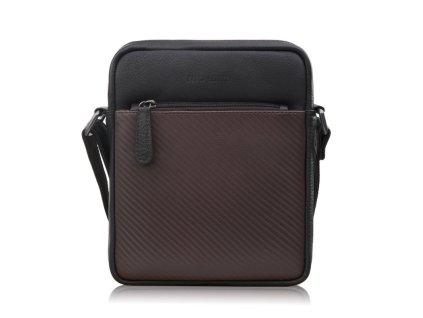 Pánská kožená taška přes rameno s karbonovou ražbou Peruzzi; hnědá