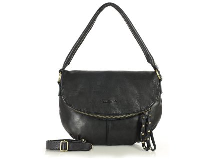 Velká kožená crossbody taška přes rameno MAZZINI; černá