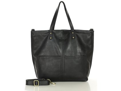 Velká kožená shopper nákupní taška MARCO MAZZINI; černá