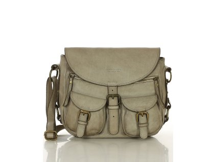 Kožená brašna s kapsami MAZZINI ručně vyrobená; béžová