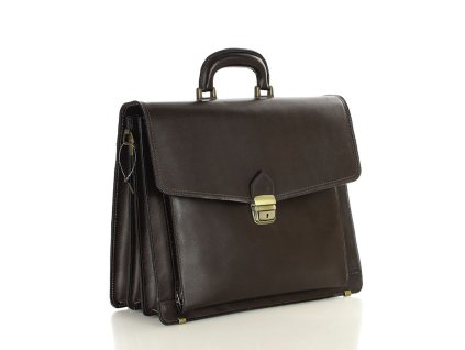 Pánská kožená aktovka ručně šitá RENO; tmavě hnědá