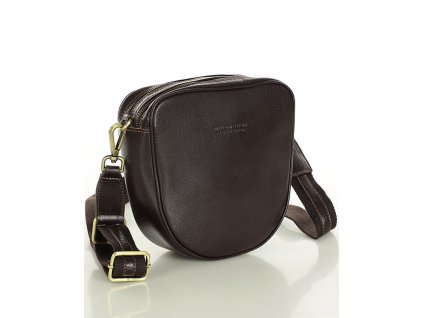 Kožená crossbody brašna se dvěma zipy MAZZINI; tmavě hnědá