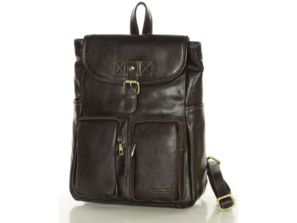 Dámský kožený městský batoh A4 retro styl MAZZINI; tmavě hnědá