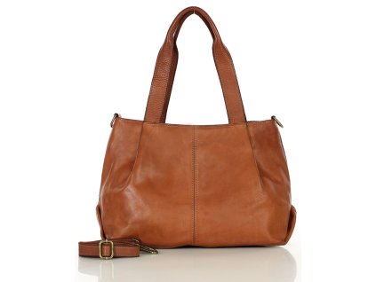 Měkká kožená kabelka přes rameno MARCO MAZZINI; velbloud