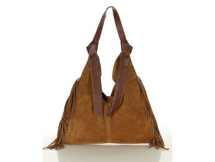 Hobo kabelka z kůže MARCO MAZZINI; hnědá