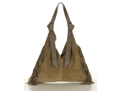 Hobo kabelka z kůže MARCO MAZZINI; béžová