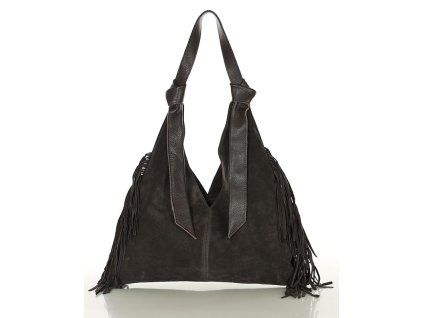 Hobo kabelka z kůže MARCO MAZZINI; černá