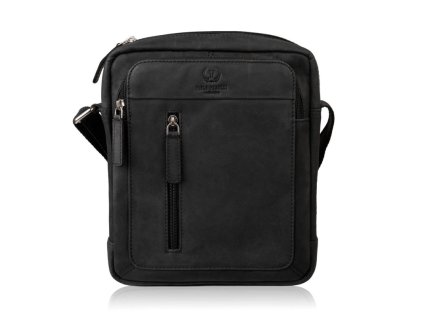 Pánská kožená taška přes rameno Paolo Peruzzi; černá SKL