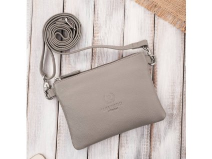 Dámská kožená taška přes rameno kompaktní Peruzzi; šedá SKL