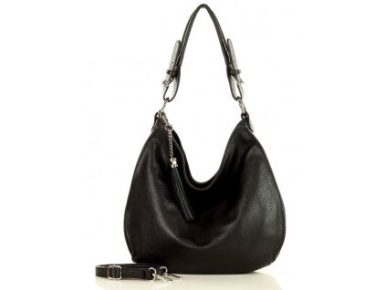 Elegantní italská kabelka MARCO MAZZINI kožená; černá