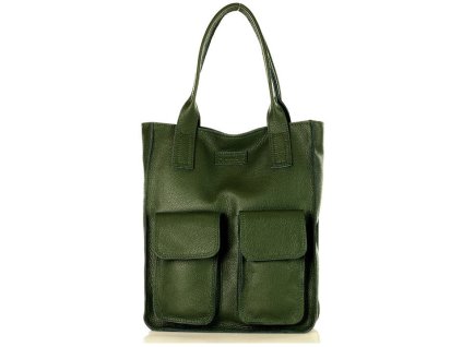 Značková shopper taška s kapsami MAZZINI; zelená