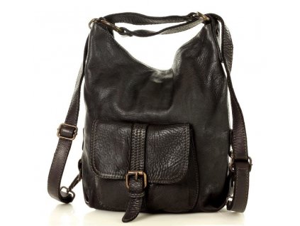 Italská kožená kabelka i batoh MAZZINI; černá