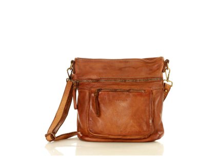 Italské crossbody MAZZINI z pravé hověziny vintage vzhled; velbloud