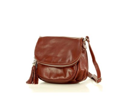 Kožená dámská brašna MAZZINI crossbody; hnědá