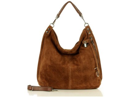 Italská nadčasová stylová kabelka Renella kožená; mandlový nubuk