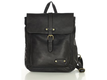 Městský kožený batoh v retro stylu MAZZINI; černá