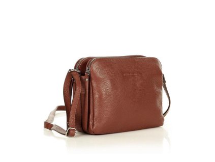 Kožené italské crossbody MAZZINI dvě komory; hnědá