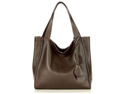 Moderní kožená shopperka Mazzini; hnědá káva