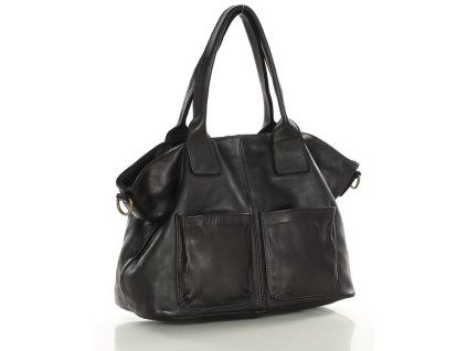 Shopper kožená kabelka Marco Mazzini; černá