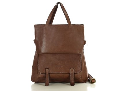 Kožená kabelka i batoh MARCO MAZZINI; čokoládově hnědá
