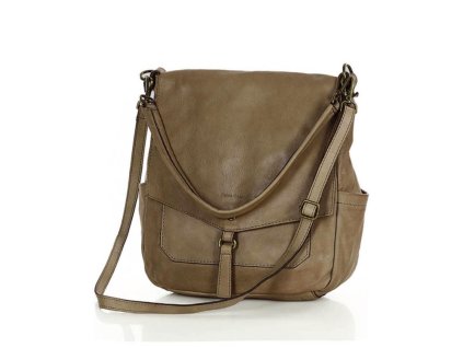 Pohodlná dámská kabelka přes rameno pravá kůže MAZZINI; béžová