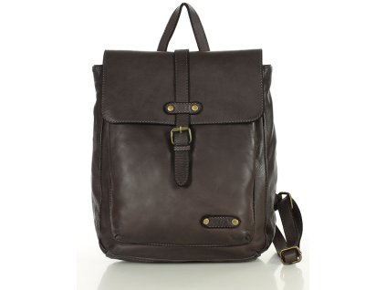 Městský kožený batoh v retro stylu MAZZINI; tmavě hnědá