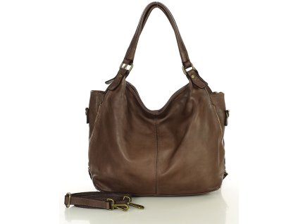 MARCO MAZZINI Kožená kabelka Shopper; čokoláda
