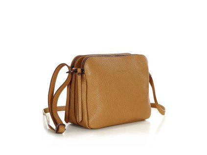 Kožené italské crossbody MAZZINI dvě komory; velbloud