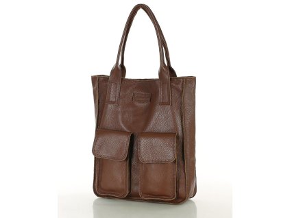 Značková shopper taška s kapsami MAZZINI; čokoláda