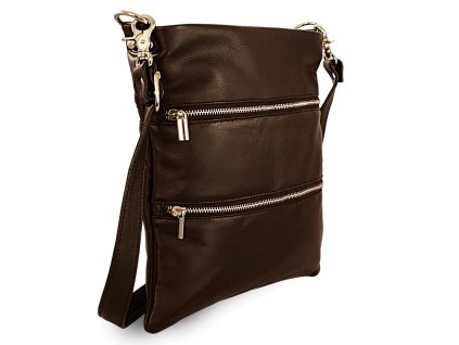tmave hneda kozena zipova kabelka s popruhem 212 3066 47