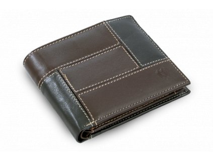 Pánská kožená peněženka v kombinaci horizontální - česká výroba; hnědá