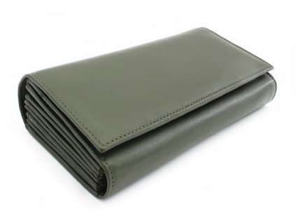 Tmavě zelená kožená číšnická peněženka s kapsami na kreditní karty; tmavě zelená