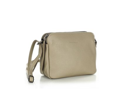 Kožené italské crossbody MAZZINI dvě komory; cappuccino
