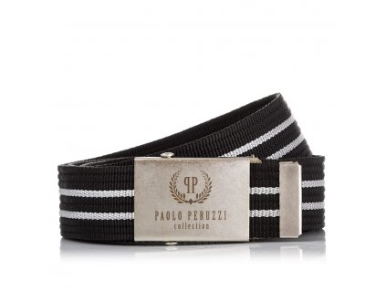 98283 3 stylovy pansky textilni pasek paolo peruzzi cerna s bilou