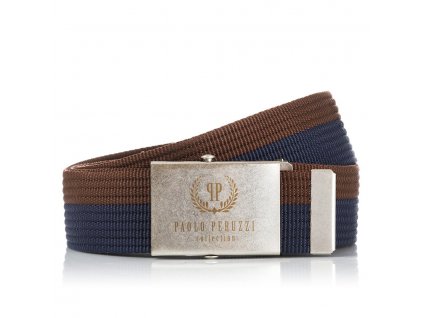 98286 3 stylovy pansky textilni pasek paolo peruzzi hneda s modrou