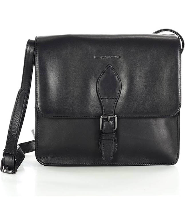 Marco Mazzini handmade Kožená kabelka tvaru obdélníku MAZZINI; černá