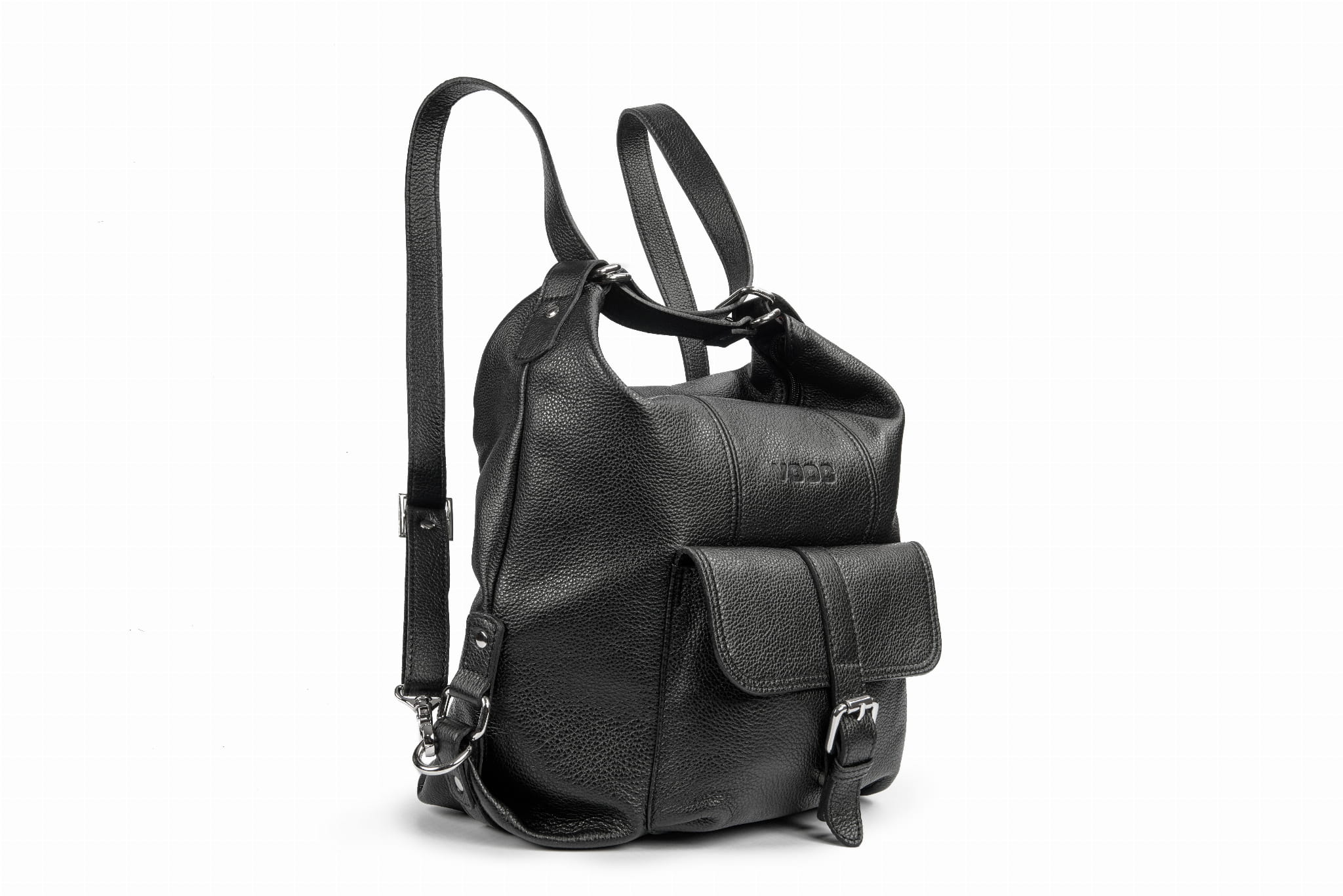 Kožený dámský univerzální batoh/taška VOOC; černá