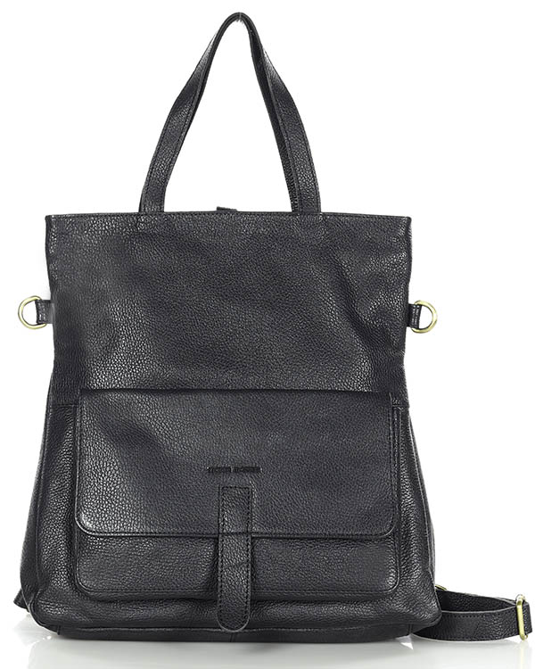 Marco Mazzini handmade Kožená kabelka s funkcí batohu a kapsou MARCO MAZZINI; černá