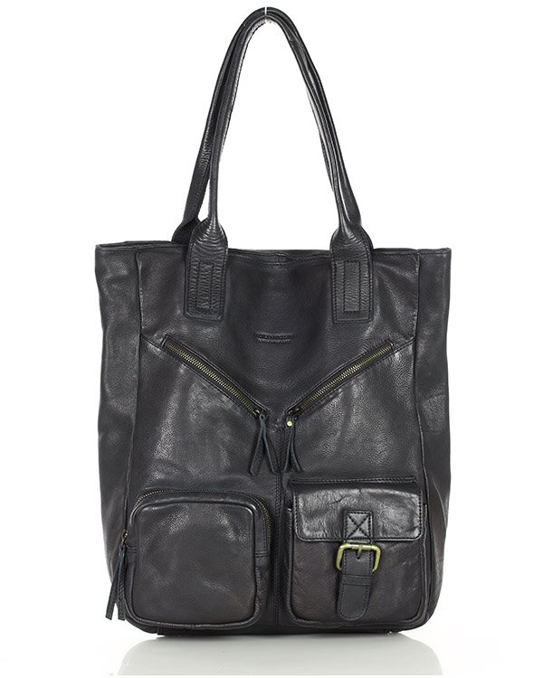 Marco Mazzini Shopper XXL taška s kapsami z kůže MAZZINI; černá
