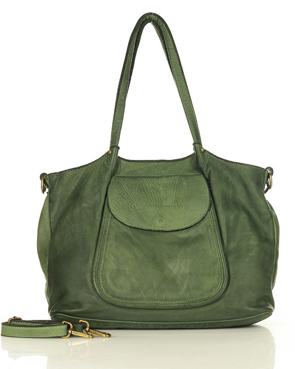 Marco Mazzini handmade Italská kožená nákupní taška MAZZINI ISPIRATO; zelená