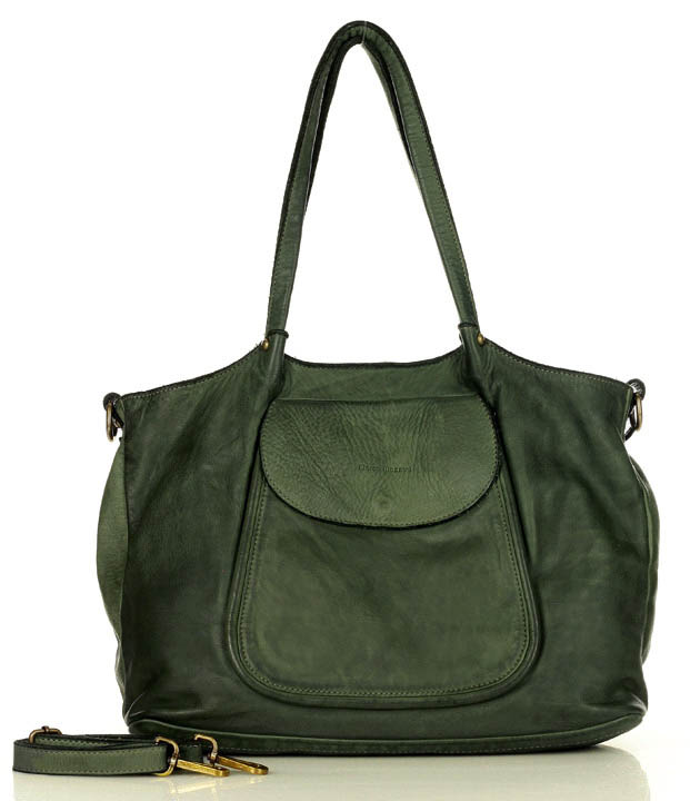 Marco Mazzini handmade Italská kožená nákupní taška MAZZINI ISPIRATO; zelená